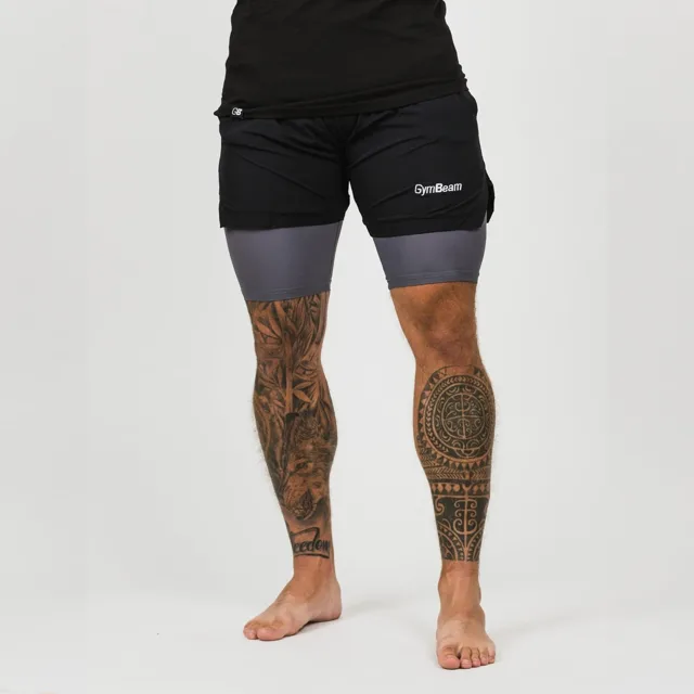 GymBeam Pánské Šortky 2in1 Black Grey