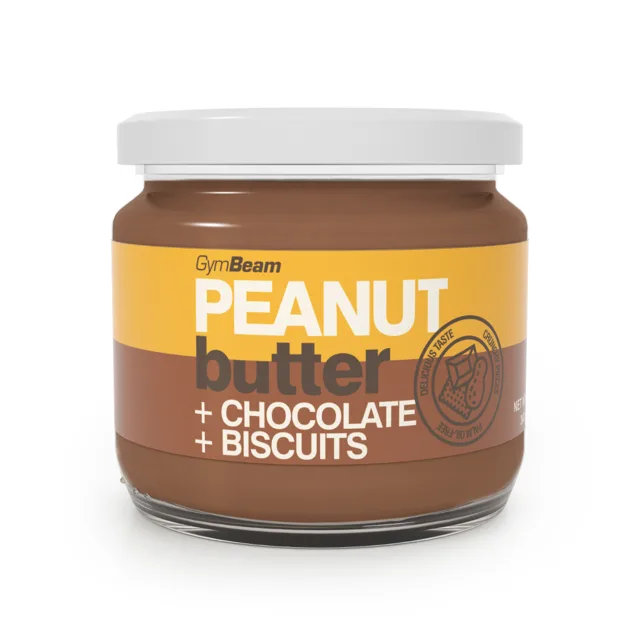 GymBeam Peanut butter with chocolate and biscuits