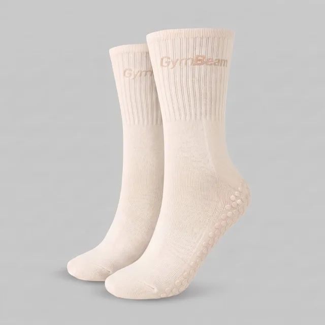 GymBeam Ponožky Pilates Beige