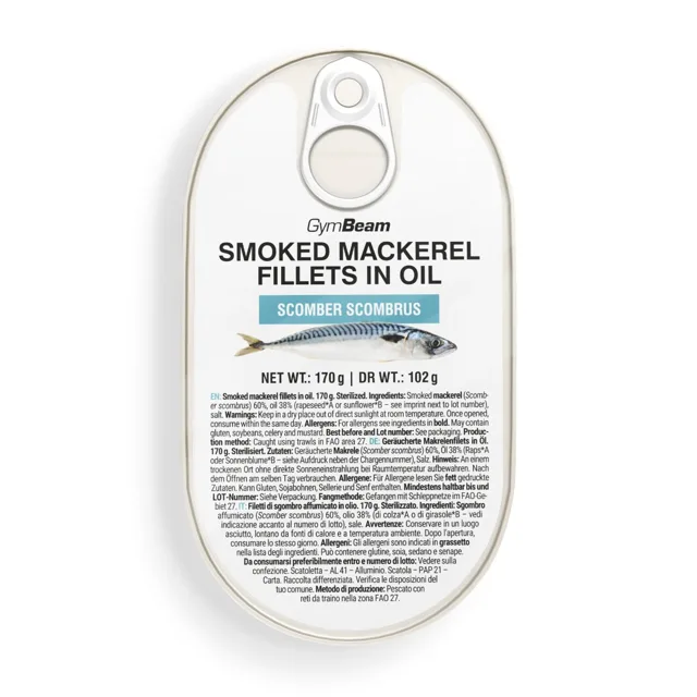 GymBeam Smoked mackerel fillets in oil