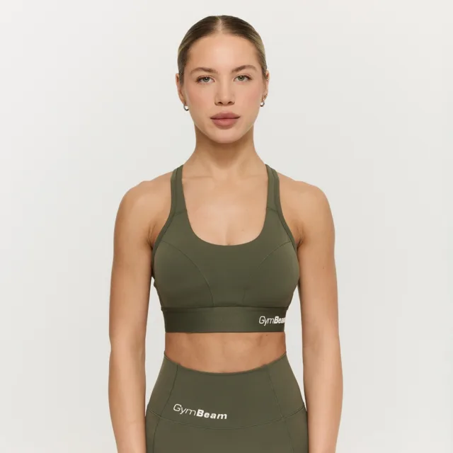 GymBeam Sportovní podprsenka Combat Olive Grey