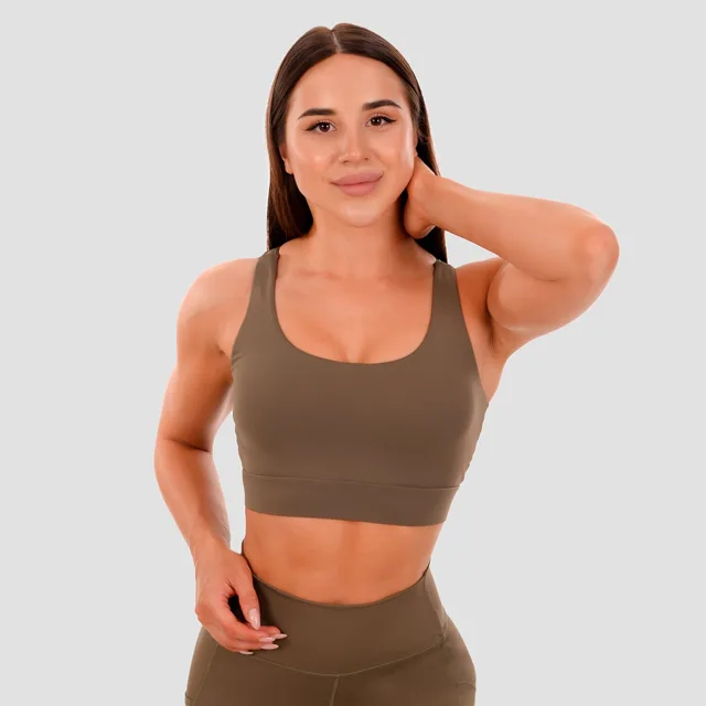 GymBeam Sportovní podprsenka Cut-Out olive