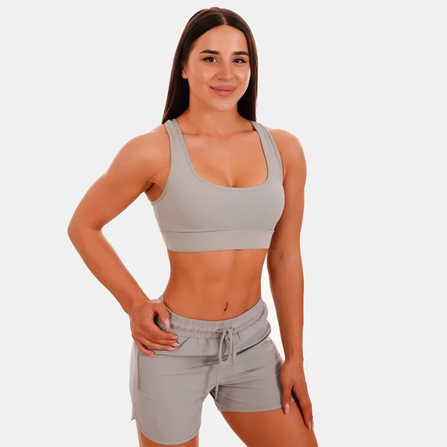 GymBeam Sportovní podprsenka Mesh Panel grey