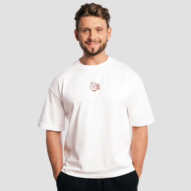 GymBeam Tričko Boxy Shaker White