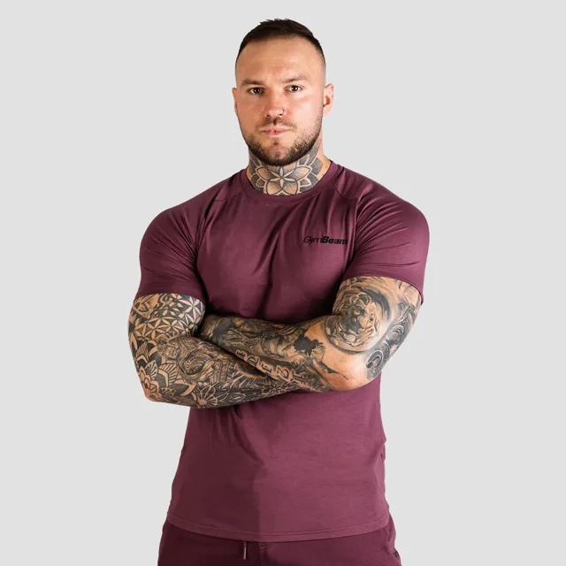 GymBeam Tričko Fitted TRN Eggplant