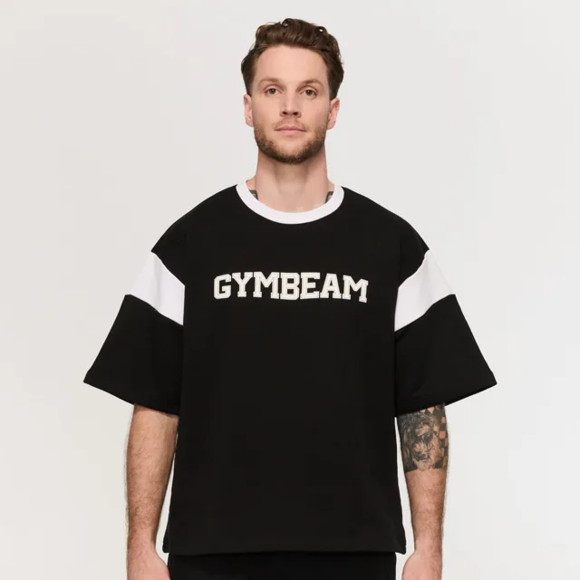 GymBeam Tričko Premium Heavyweight Varsity Black