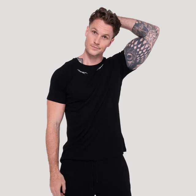GymBeam Tričko Tribal Ribbed Black