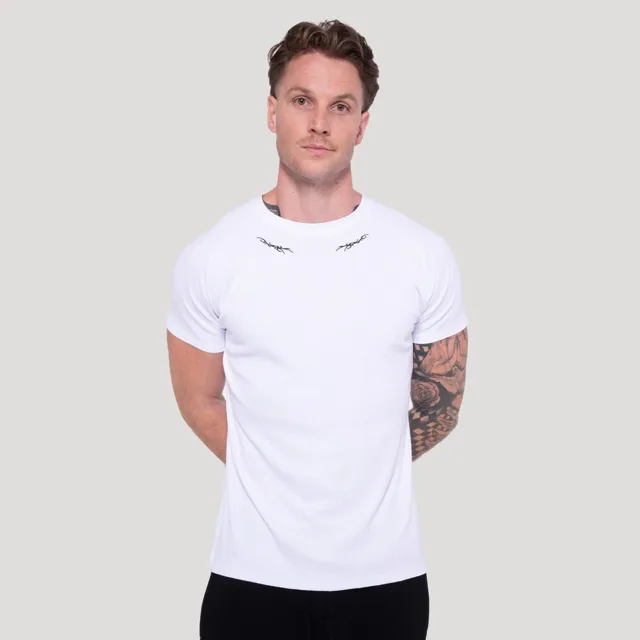GymBeam Tričko Tribal Ribbed White