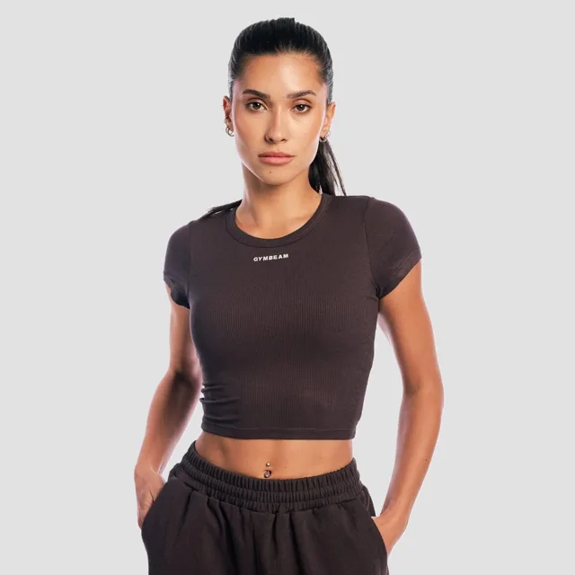 GymBeam Women‘s Aura Cropped T-Shirt Tee Brown