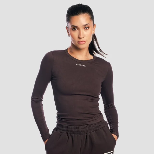 GymBeam Women‘s Aura Long Sleeve T-Shirt Tee Brown