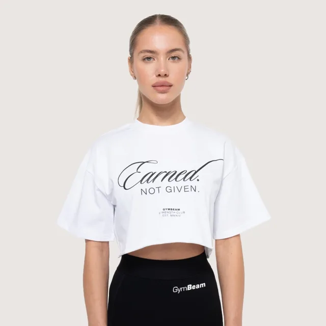 GymBeam Women‘s Earned Cropped T-shirt White