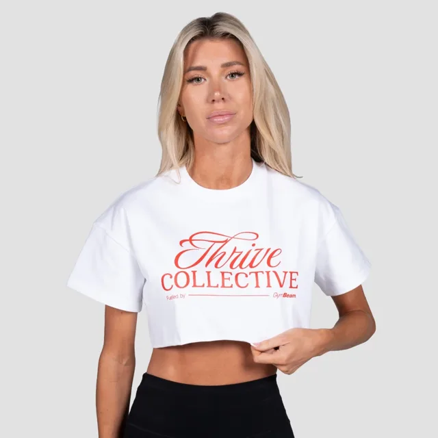 GymBeam Women‘s Thrive Cropped T-shirt White