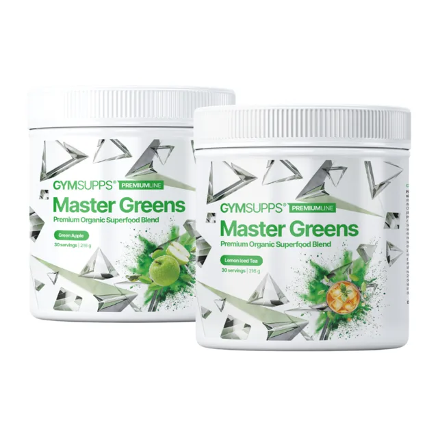 Gymsupps Akce 1+1 Master Greens - zelené jablko 216 g + limonáda 216 g