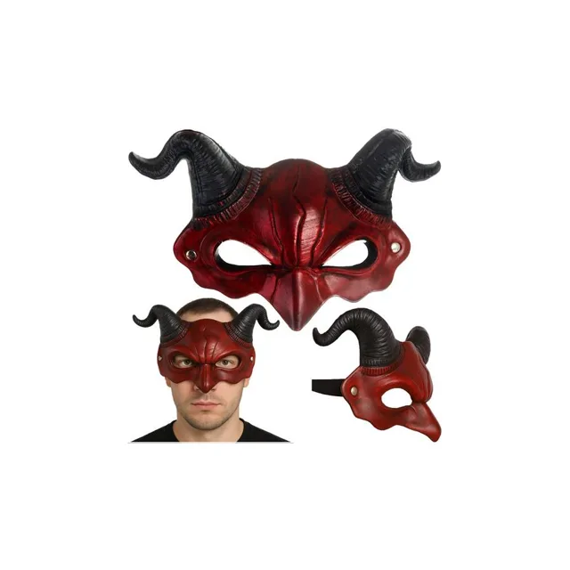 Halloweenská maska ​​ďábla s rohy