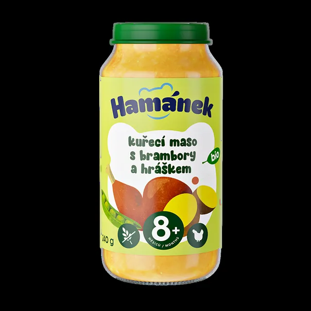HAMÁNEK Bio Kuře s bramborami a zeleninou a hráškem 8m+ 240 g