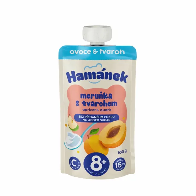 Hamánek Ovocná kapsička meruňka & jablko s tvarohem 100 g