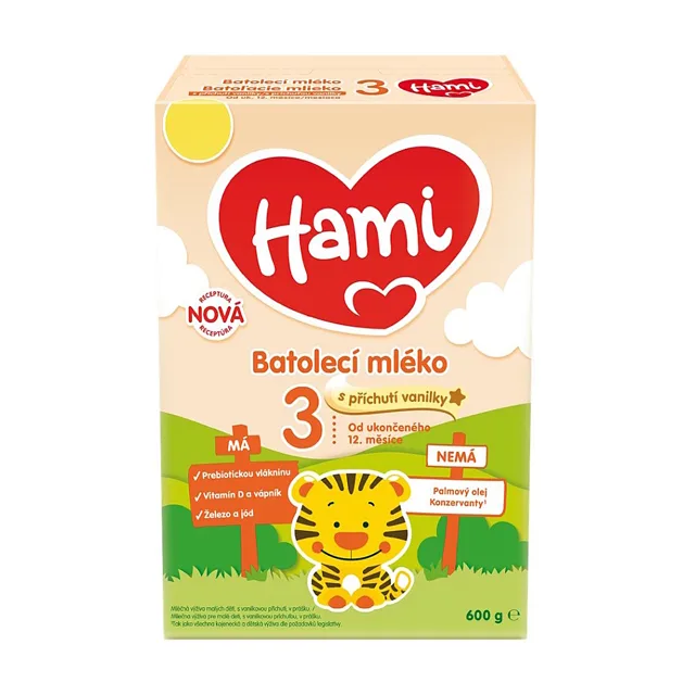 HAMI 3 Batolecí mléko s příchutí vanilky od ukončeného 12. měsíce 600 g