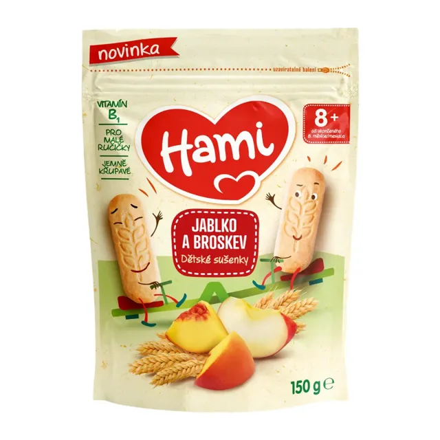 Hami Dětské sušenky Jablko a broskev 150 g