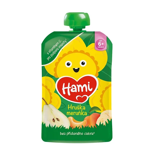 HAMI Kapsička jablko hruška banán meruňka 6m+ 100 g