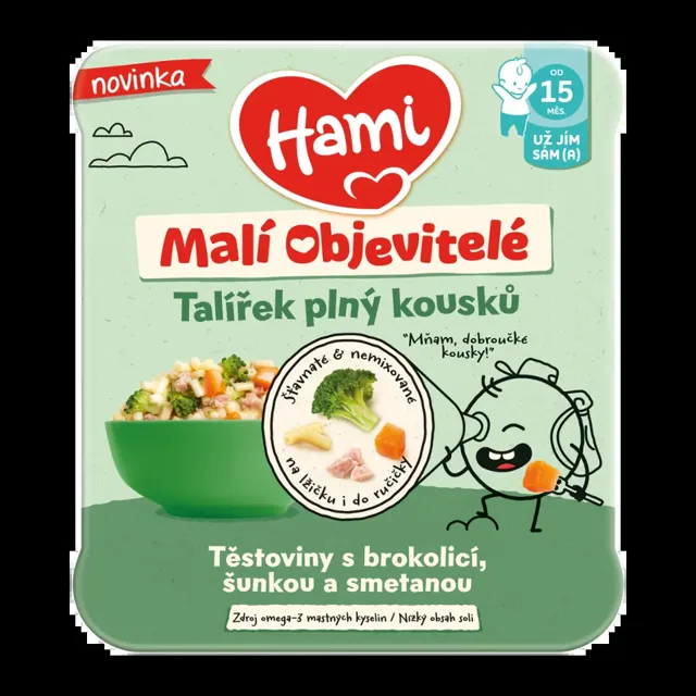 Hami Malí Objevitelé těstoviny s brokolicí, šunkou a smetanou 200 g
