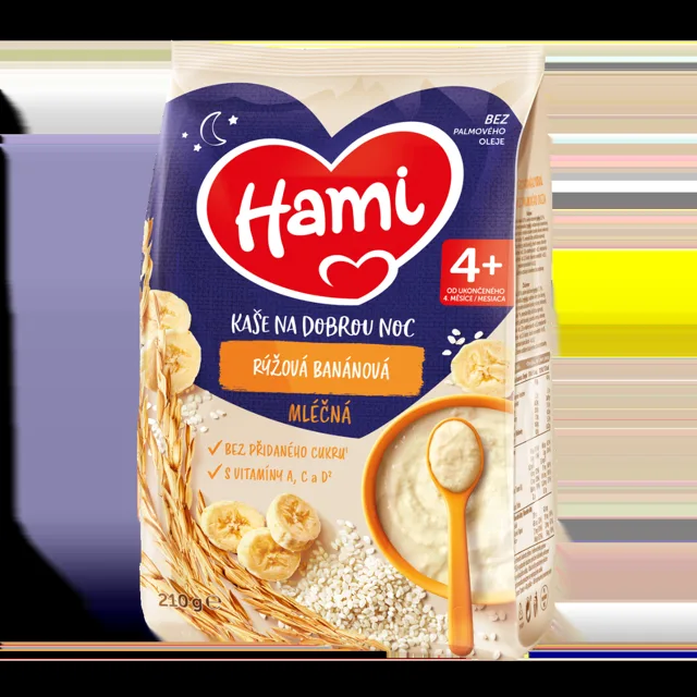 Hami Mléčná kaše na dobrou noc rýžová banánová 210 g