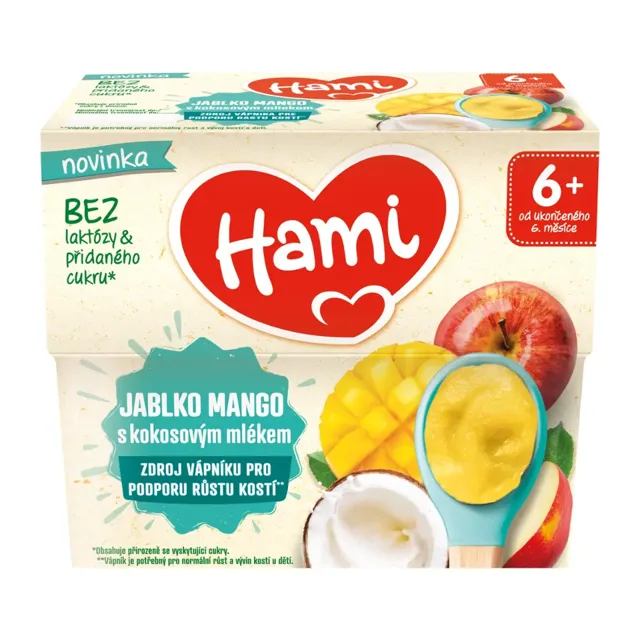 Hami Ovocný příkrm jablko, mango, kokosové mléko 380 g