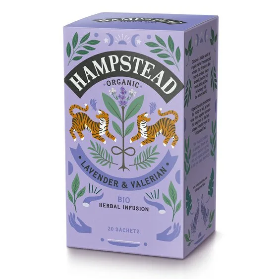 Hampstead Tea London BIO bylinný čaj s levandulí a kozlíkem, 20 ks