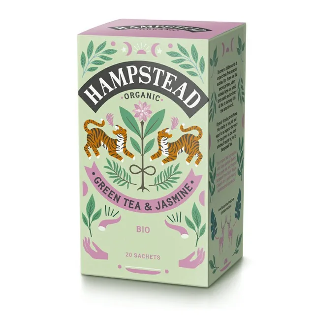 Hampstead Tea London - BIO zelený čaj s jasmínem a bergamotem, 20 ks