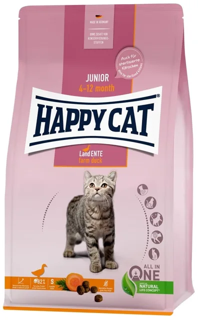 HAPPY CAT Junior Farm Duck Kachna 4 kg bezobilné granule pro koťata