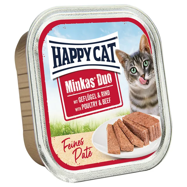 Happy Cat Minkas Duo jemná paštika - s drůbežím a hovězím16 x 100 g