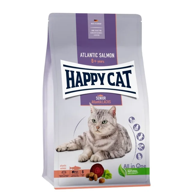 HAPPY CAT Senior Atlantský losos 4 kg granule pro starší kočky