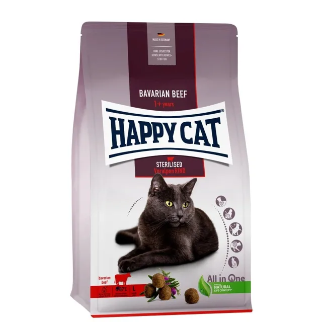 HAPPY CAT Sterilised Voralpen-Rind 10 kg pro kastrované kočky