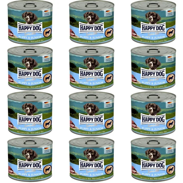 HAPPY DOG Sensible Puppy Junior Jehněčí a rýže 12x200 g konzervy pro štěňata a mladé psy