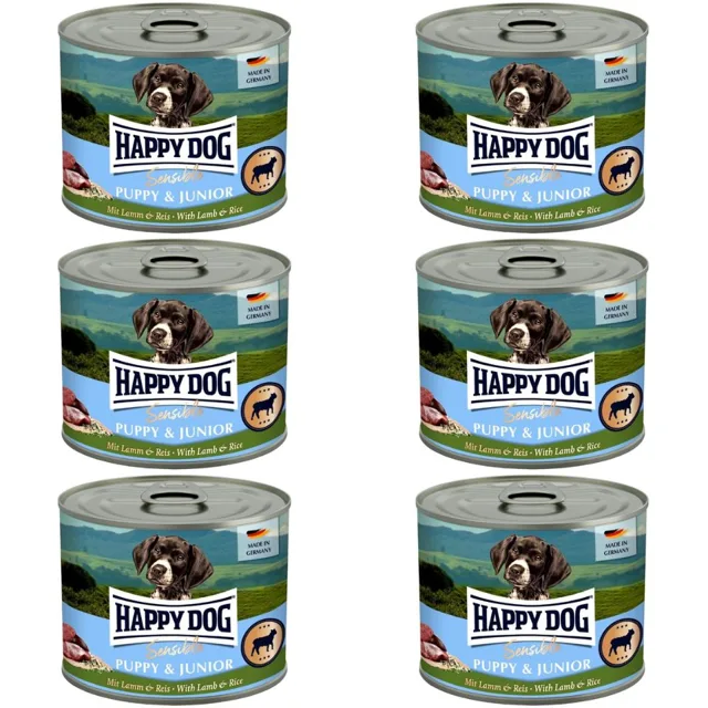 HAPPY DOG Sensible Puppy Junior Jehněčí a rýže 6x200 g konzervy pro štěňata a mladé psy
