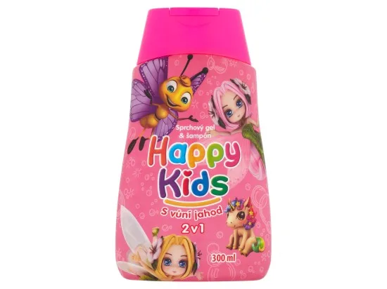 Happy Kids sprchový gel a šampon s vůní jahod 2v1 300 ml