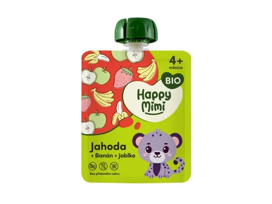 Happy Mimi BIO ovocný příkrm Jahoda 90 g