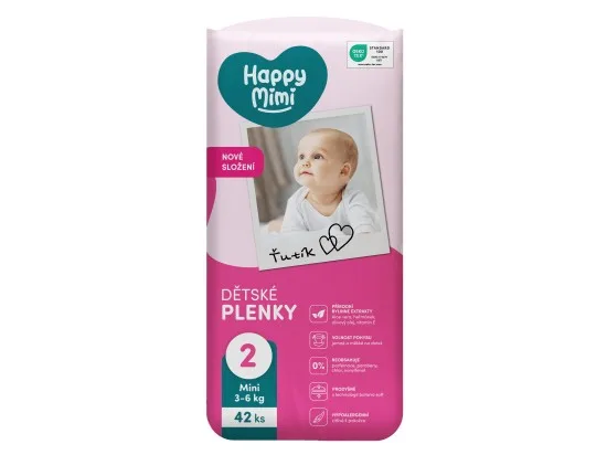 Happy Mimi dětské plenky 2 Mini, 42 ks