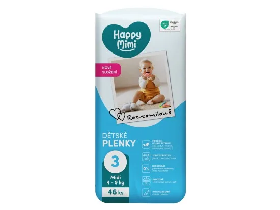 Happy Mimi dětské plenky 3 Midi, 46 ks