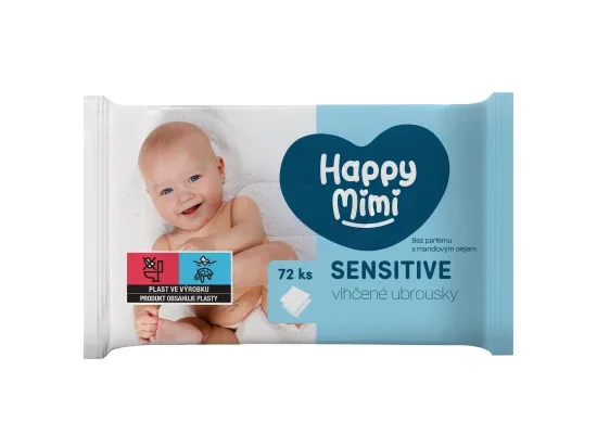 Happy Mimi dětské vlhčené ubrousky Sensitive 72 ks