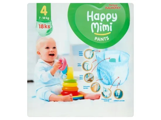 Happy Mimi Pants plenkové kalhotky 4 (7-18kg) 18 ks