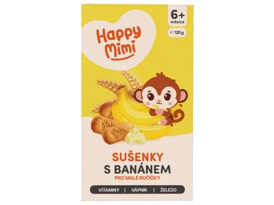 Happy Mimi sušenky s banánem 6m+ 120 g