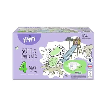 Happy Soft&Delicate 4 dětské pleny 8-14kg 124ks