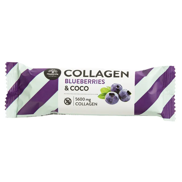 HappyLife - Kolagenová kokosová tyčinka borůvková, 40 g