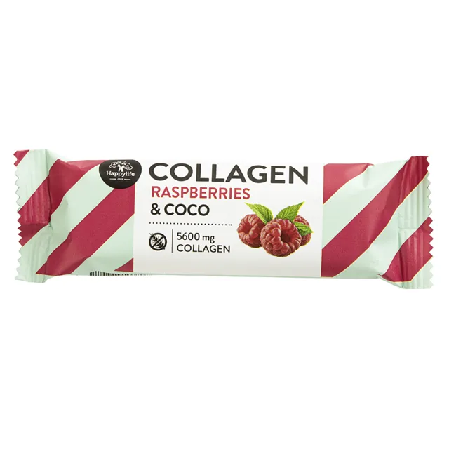 HappyLife - Kolagenová kokosová tyčinka malinová, 40 g