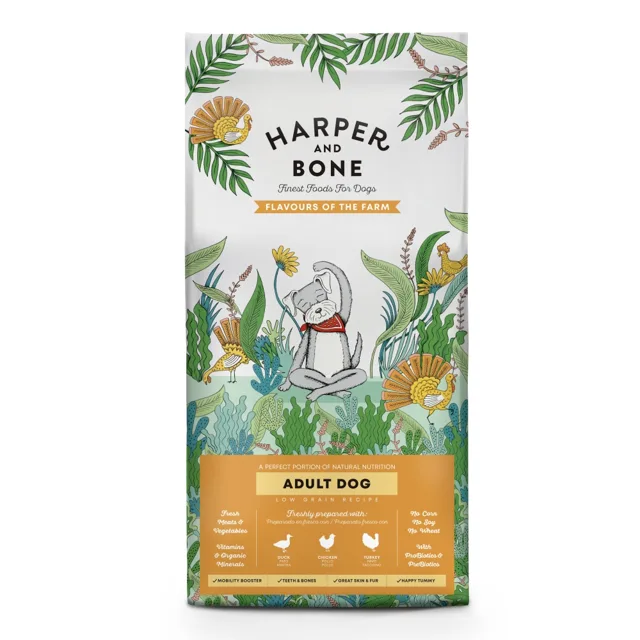 Harper and Bone Dog Adult Large & Medium příchutě farmy 18 kg