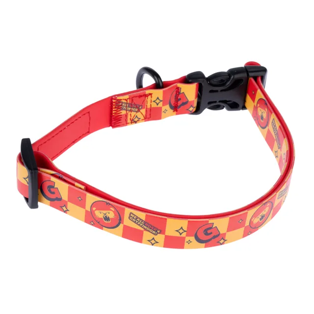 Harry Potter obojek pro psy Nebelvír, oranžový - velikost L: 35 - 56 cm obvod krku, šířka 20 mm