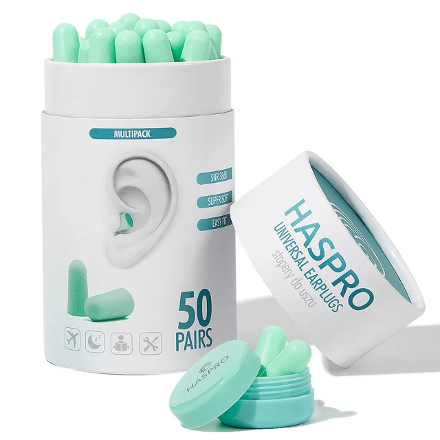 HASPRO Universal špunty do uší, pěnové, 50 párů / 100ks, mint