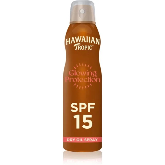 Hawaiian Tropic Glowing Protection Dry Oil Spray ochranný sprej na opalování SPF 15 177 ml