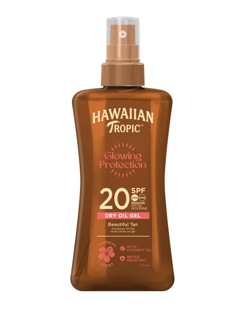Hawaiian Tropic Glowing Protection SPF20 suchý olejový gel na opalování 200 ml