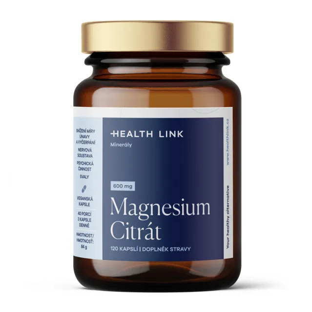 HEALTH LINK Magnesium citrát 600 mg 120 kapslí
